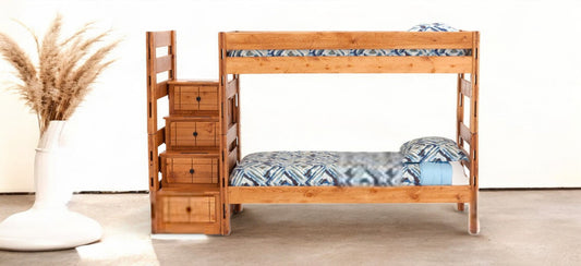 Durango Twin Over Twin Bunk Bed with 4 Step Storage Unit - M&J Design Furniture