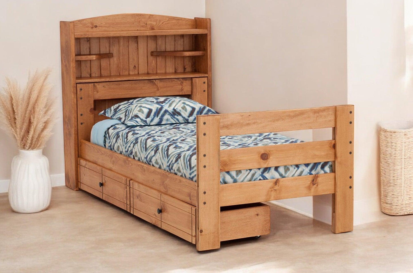 Durango Bookcase Bed with Storage Drawers in Twin Size - M&J Design Furniture