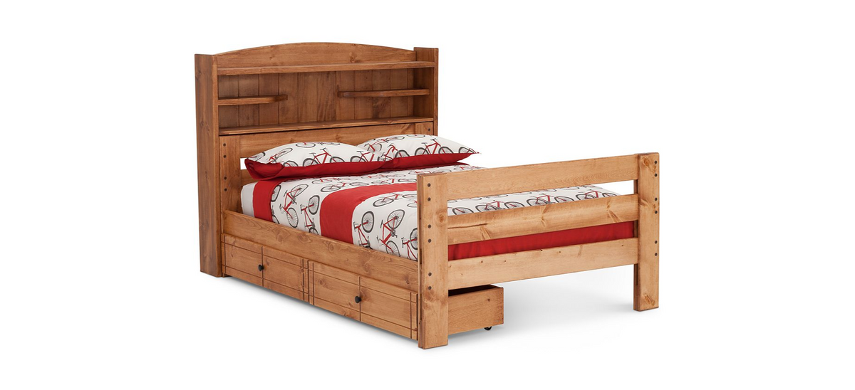 Durango Bookcase Bed with 6" Storage Drawers in FULL Size M&J Design