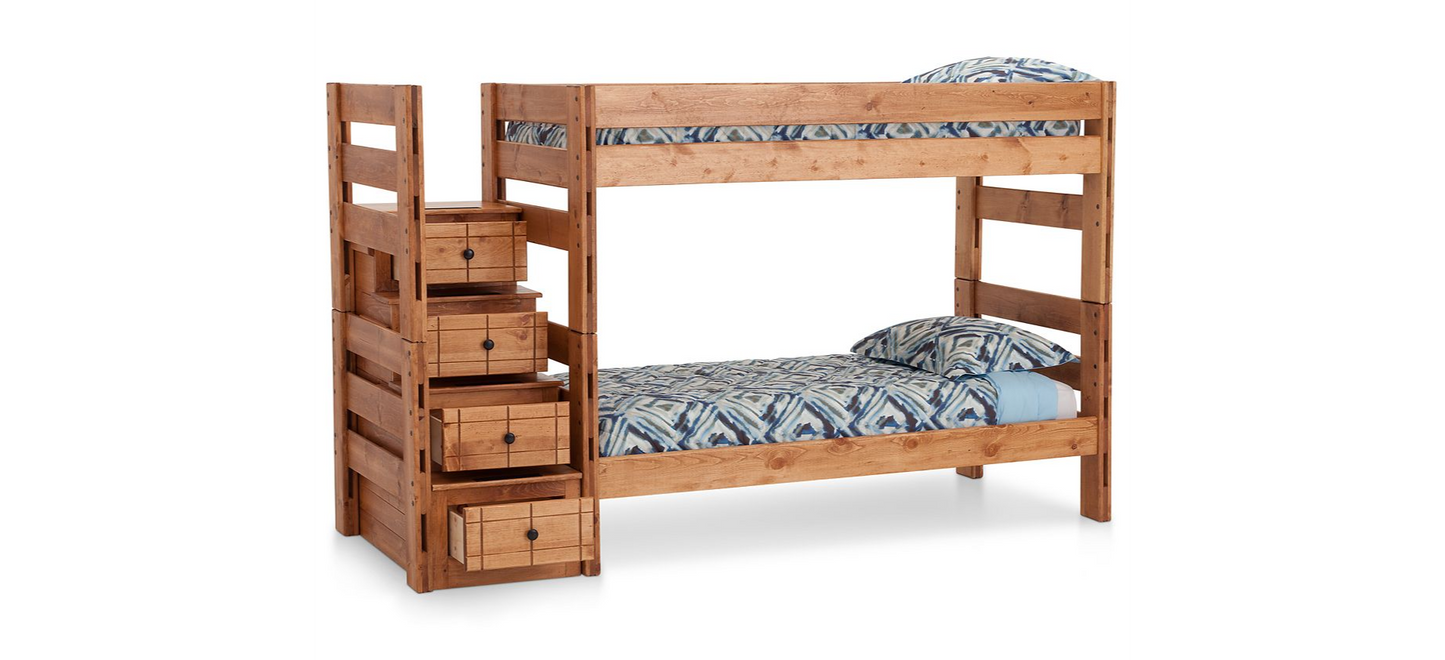 Durango Twin Over Twin Bunk Bed with 4 Step Storage Unit - M&J Design Furniture