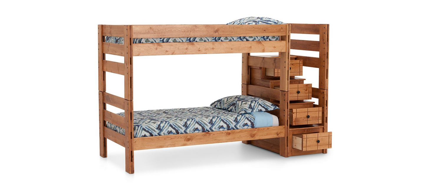 Durango Twin Over Twin Bunk Bed with 4 Step Storage Unit - M&J Design Furniture