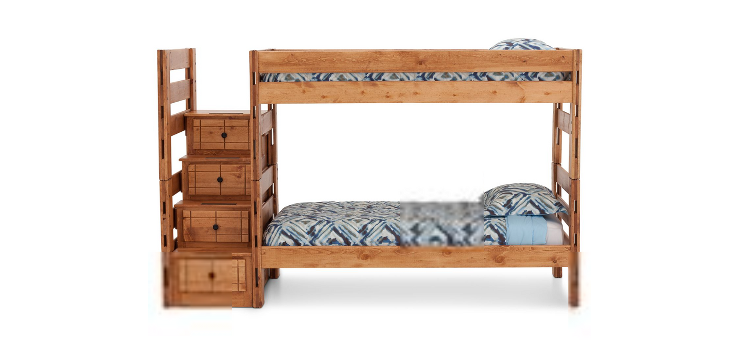 Durango Twin Over Twin Bunk Bed with 4 Step Storage Unit - M&J Design Furniture