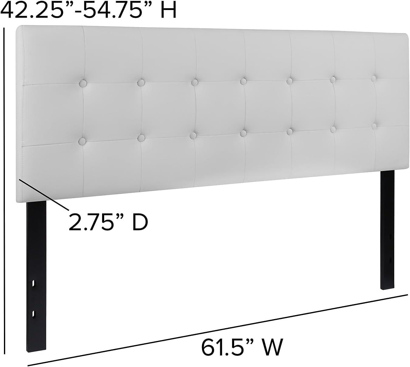 Lennox Tufted Upholstered Queen Size Headboard in White Vinyl - M&J Design Furniture 