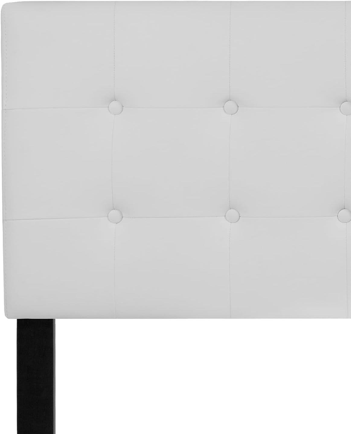 Lennox Tufted Upholstered Queen Size Headboard in White Vinyl - M&J Design Furniture 