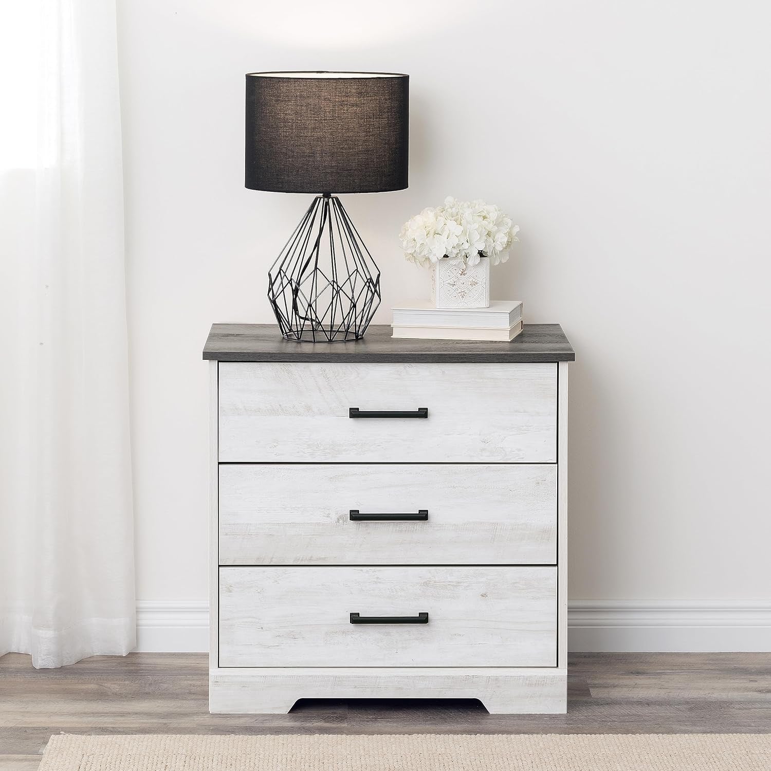 Dawson 3-Drawer Nightstand, Washed White - M&J Design Furniture 