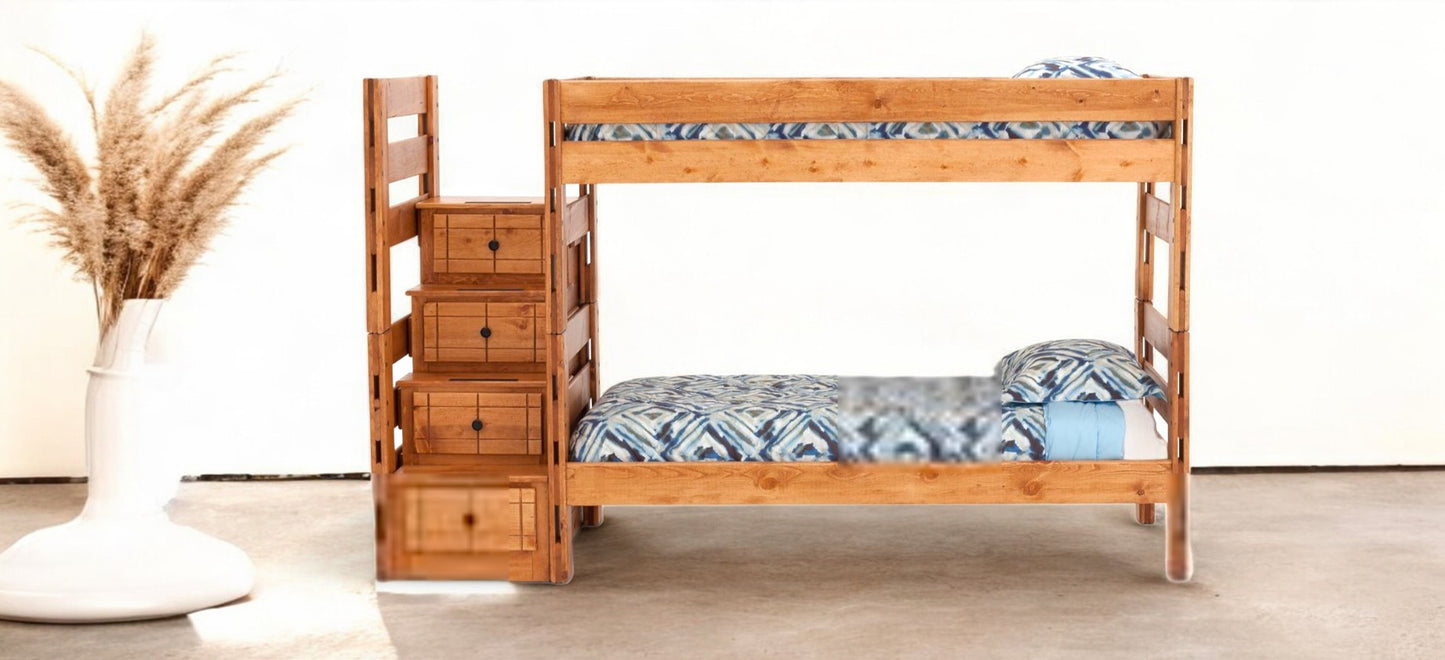 Durango Twin Over Twin Bunk Bed with 4 Step Storage Unit - M&J Design Furniture 
