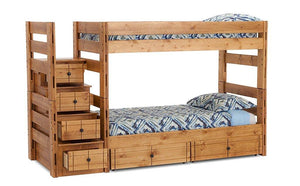 Durango Bunk Bed with 6" Storage Drawers and Steps Twin Over Twin - M&J Design Furniture 