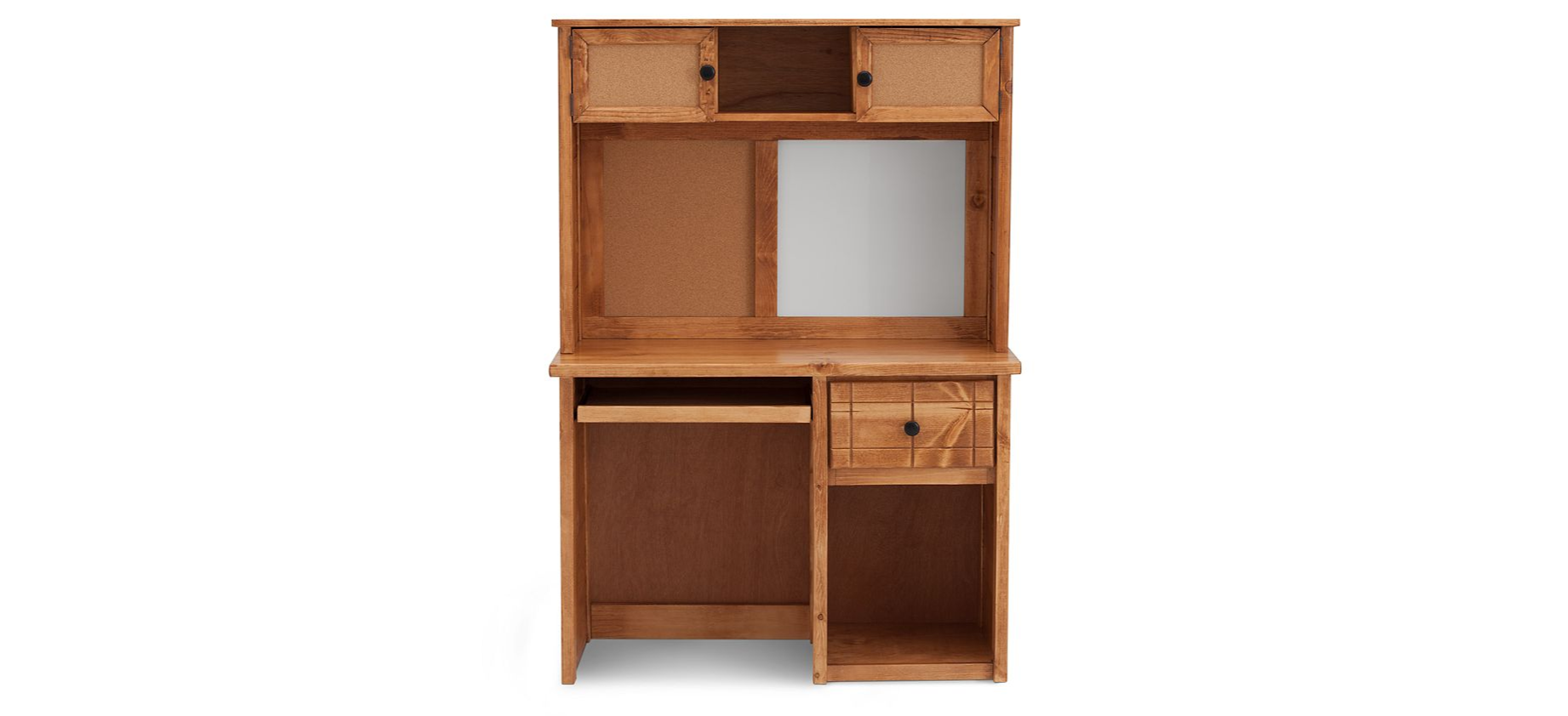 Golden oak online desk with hutch