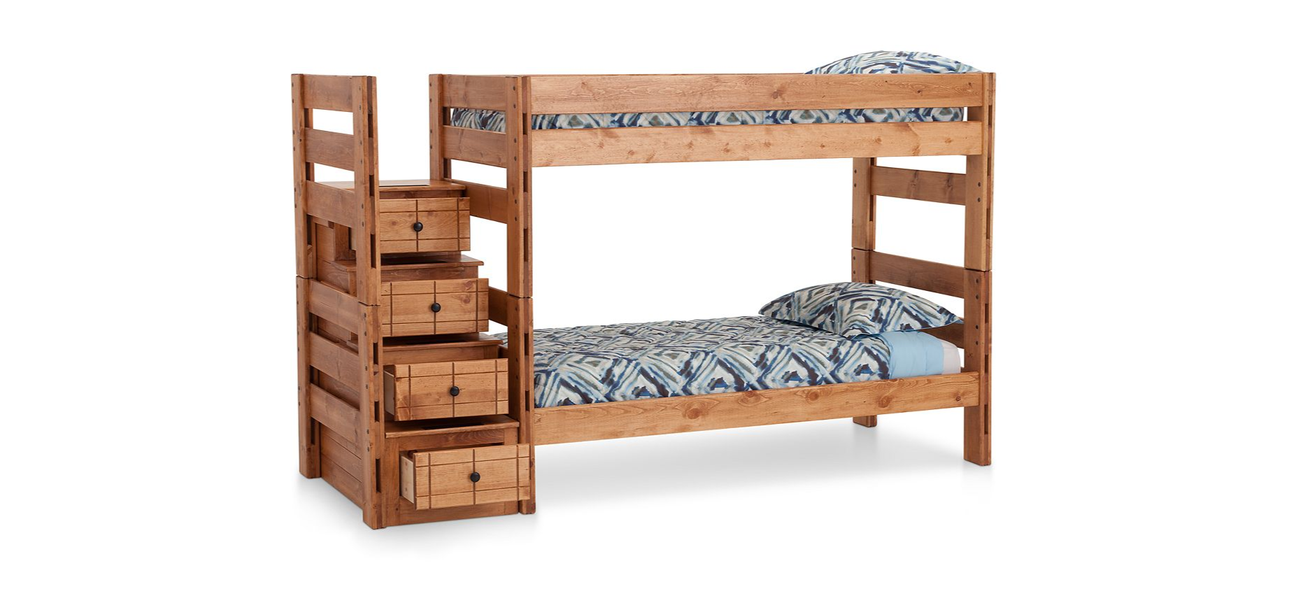 Durango Twin Over Twin  Bunk Bed with 4 Step Storage Unit - M&J Design Furniture 