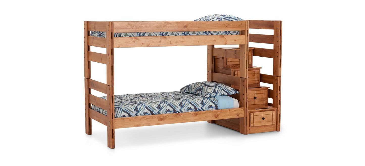 Durango Twin Over Twin Bunk Bed with 4 Step Storage Unit - M&J Design Furniture 