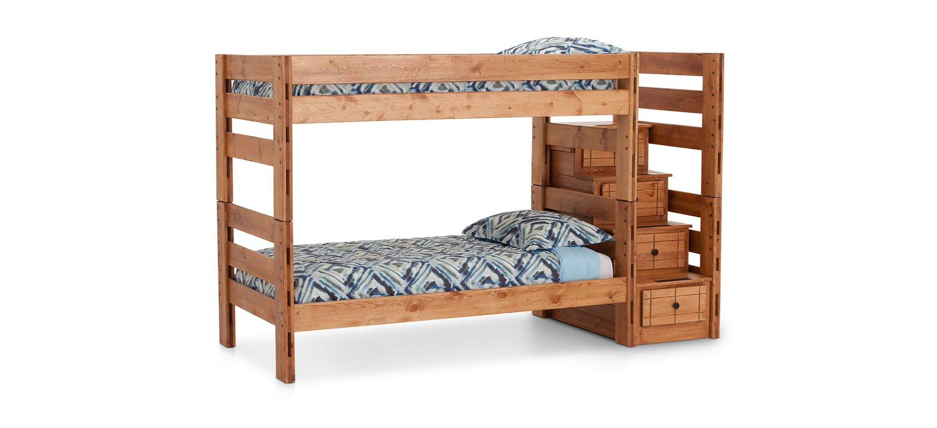 Durango Twin Over Twin  Bunk Bed with 4 Step Storage Unit - M&J Design Furniture 