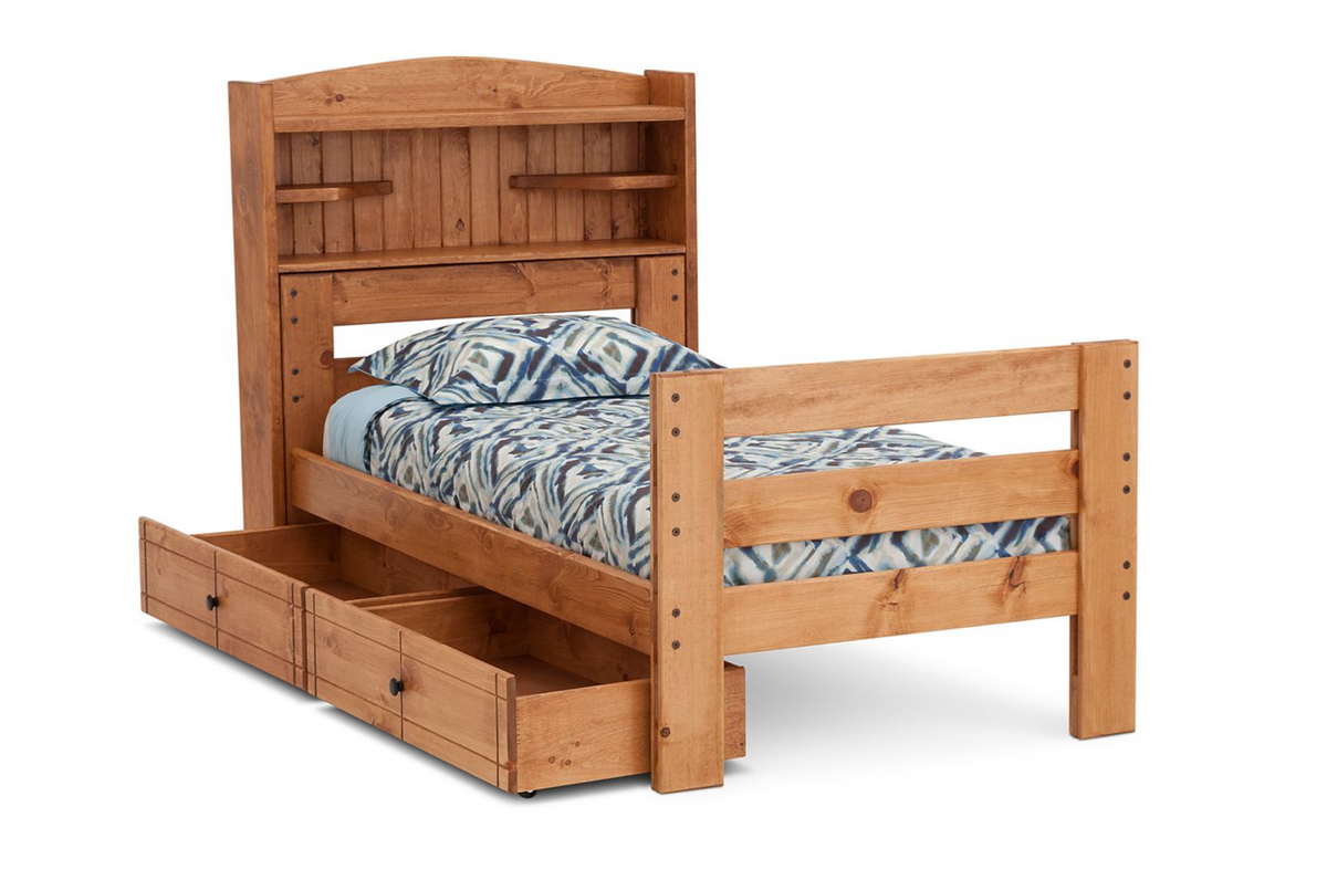 Durango Bookcase Bed with 6" Storage Drawers in TWIN Size M&J Design