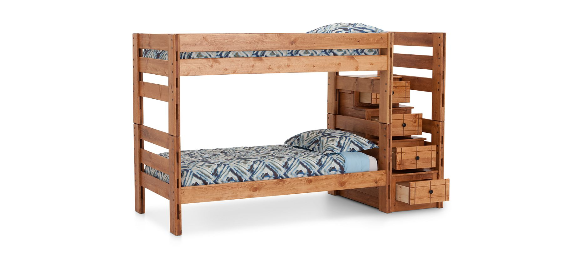 Durango Twin Over Twin Bunk Bed with 4 Step Storage Unit - M&J Design Furniture 